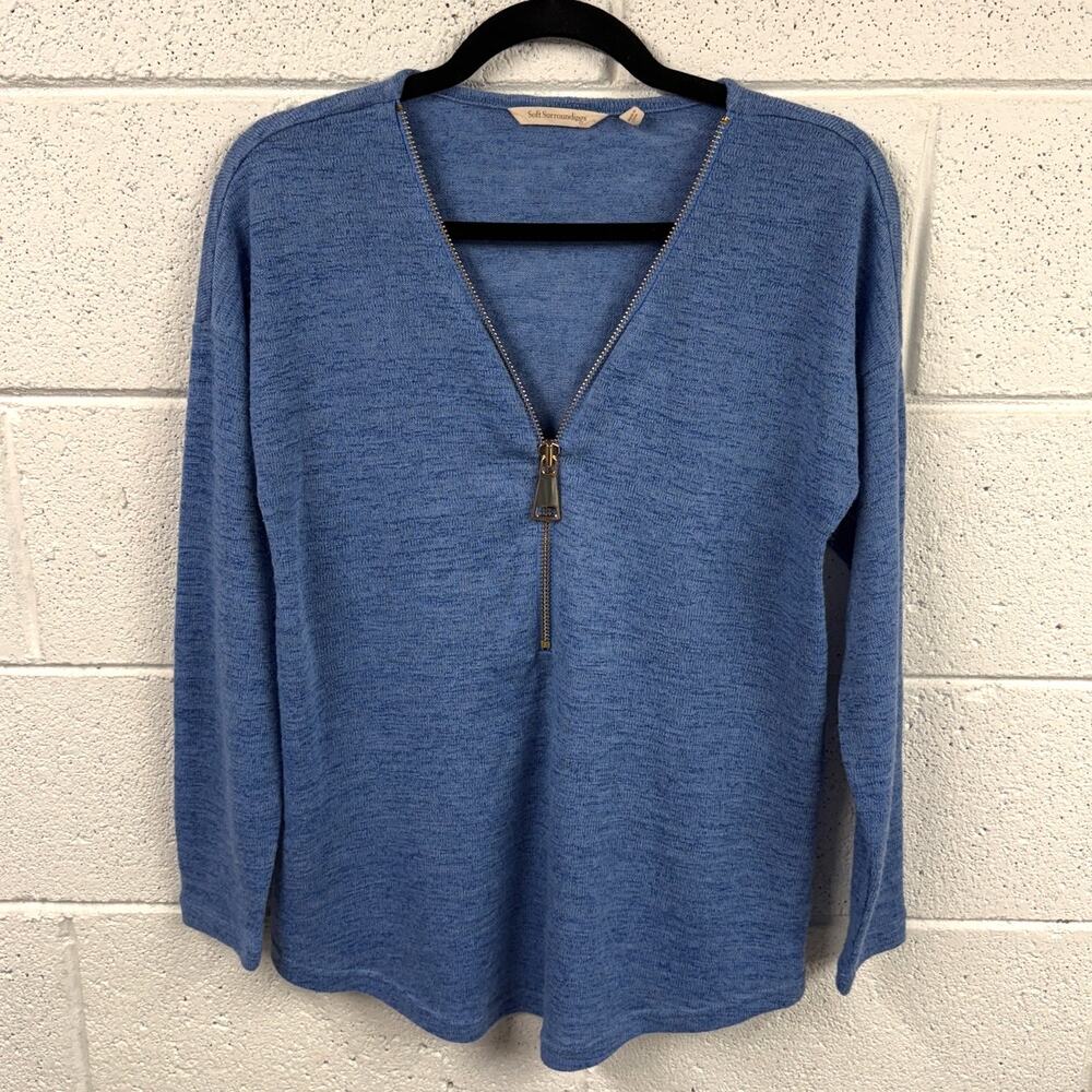 Soft Surroundings Womens Size M Valentina Zip Sweater Lightweight Knit Sheer